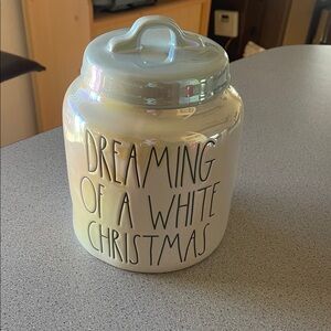 Rae Dunn iridescent White Christmas Canister